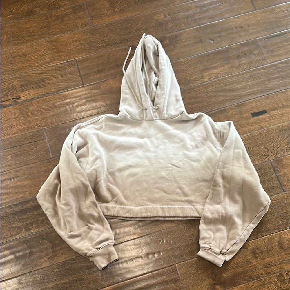 ALO Yoga Cream/Sandstone Cropped Hoodie Sweatshirt